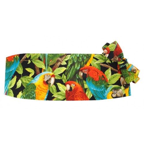 Tropical Jungle Birds Cummerbund and Bow Tie Set